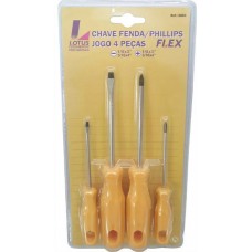 Jogo Chave Fenda/Phillips C/4 peças Lotus Jogo Chave Fenda/Phillips C/4 peças Lotus